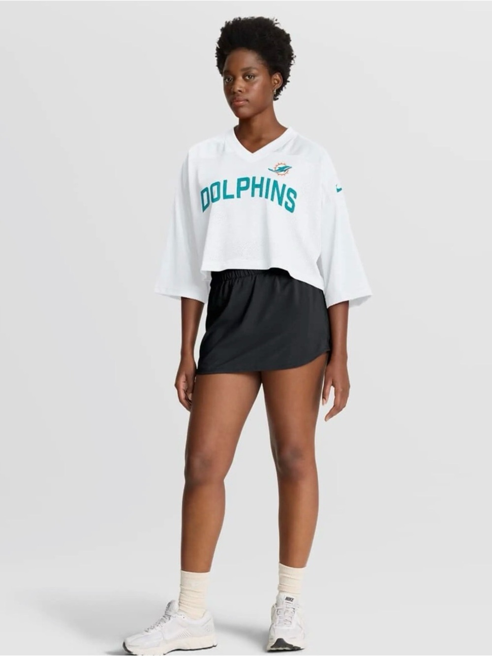 Women's Nike White Miami Dolphins Primetime Cropped Mesh Dri-FIT large Jersey